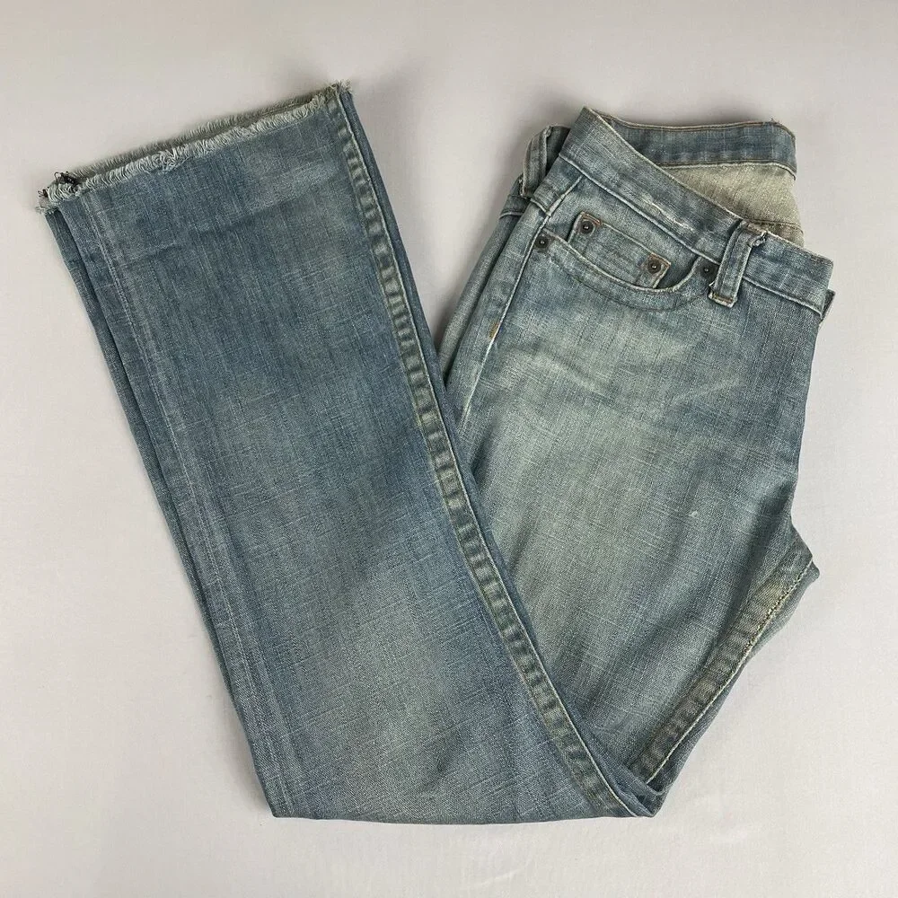 Bebe Carla Low Rise Straight Leg Jeans Women's 30 Light Blue Made USA Y2K